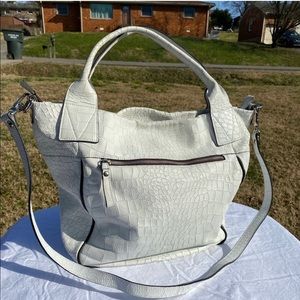 Cream Embossed Leather Tote